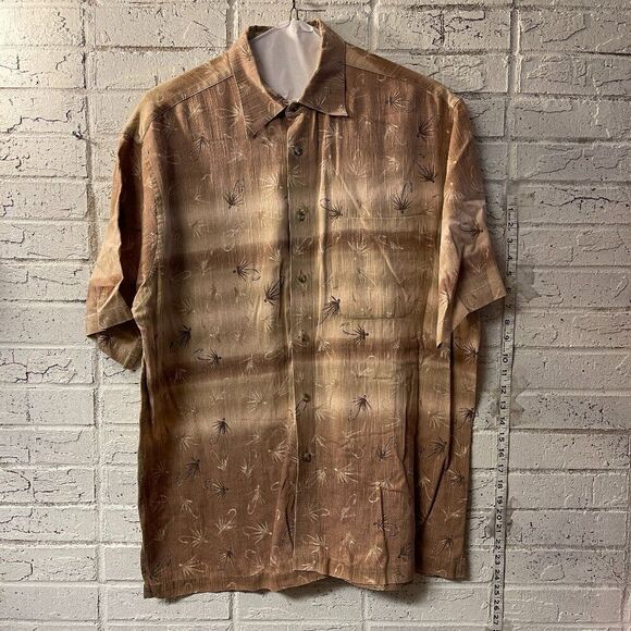Fly fishing Men’s novelty print button front shirt top by outfitters Large - Picture 1 of 8